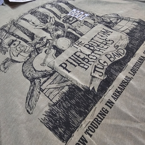 Piney Bottom Brothers Jug Band Mens L TShirt Olive Green New Bluegrass Music - Picture 5 of 10